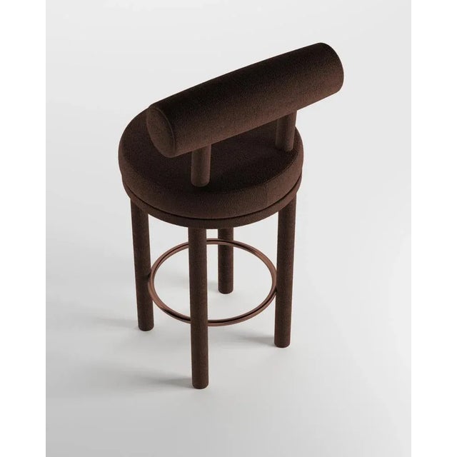 Collector Moca Bar Chair in Boucle Dark Brown by Studio Rig For Sale - Image 4 of 5