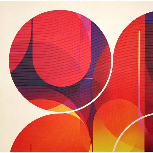 Contemporary Abstract Matte Gel Applied on Fine Art Digital Printed Canvas "Capucine Cramoisi Mimosa # Et Toi ?" by Jerome Tham Vo My For Sale - Image 4 of 4