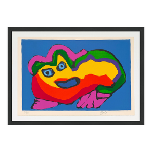 Karel Appel, Blue Eyed Creature, Rare Hand Signed Lithograph, 1971, Edition of 100, Framed, 1971