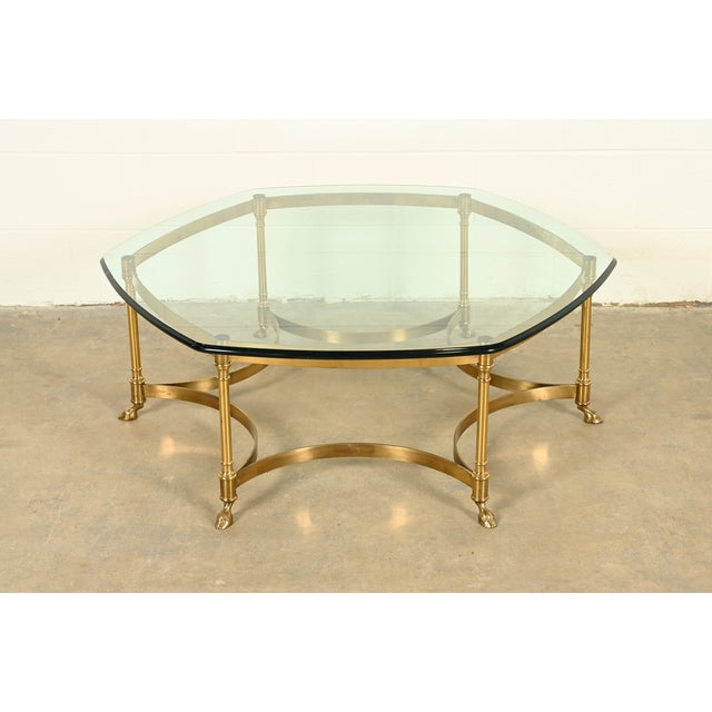 A gorgeous mid-century modern Hollywood Regency hooved feet coffee table or cocktail table By LaBarge USA, Circa 1960s...