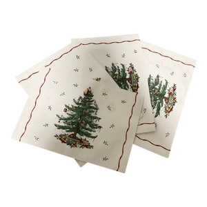 Vintage Spode Cotton & Polyester Christmas Set 4 Napkins