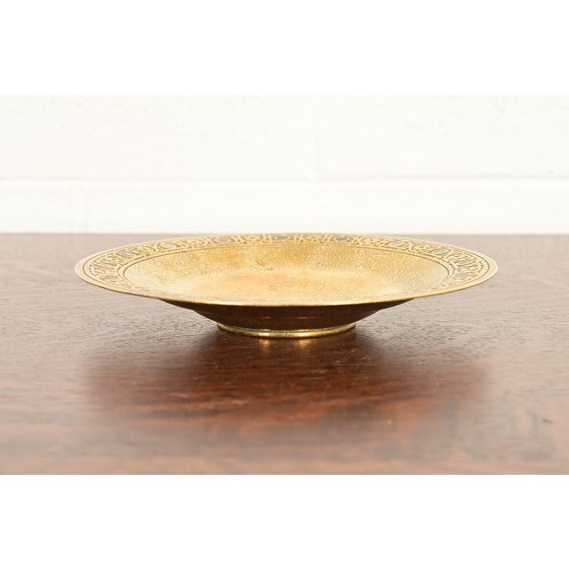 Art Deco Tiffany Studios New York Bronze Doré Bowl With Abalone Inlay For Sale - Image 3 of 11