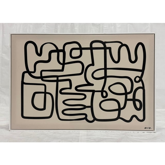 Pop Art Oliver Gal Abstract Line Art Painting Framed Acrylic Canvas Miami Pop Art For Sale - Image 3 of 18