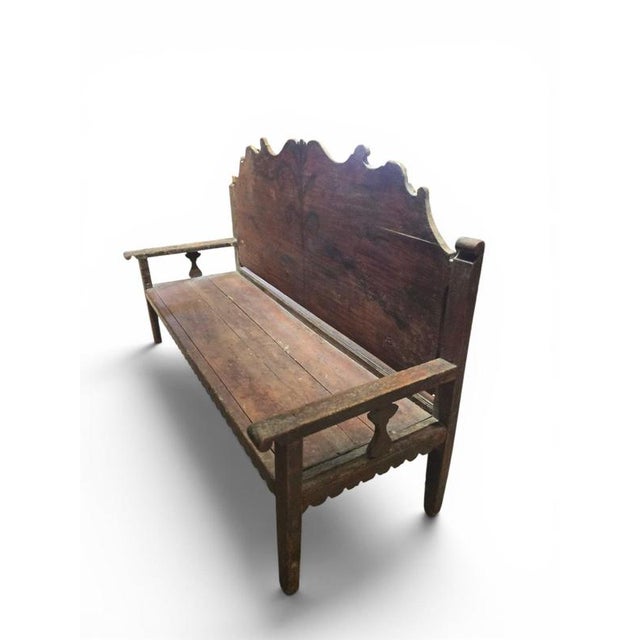 Brown 18th Century French Painted Wood Bench with High Back, 1750 For Sale - Image 8 of 11