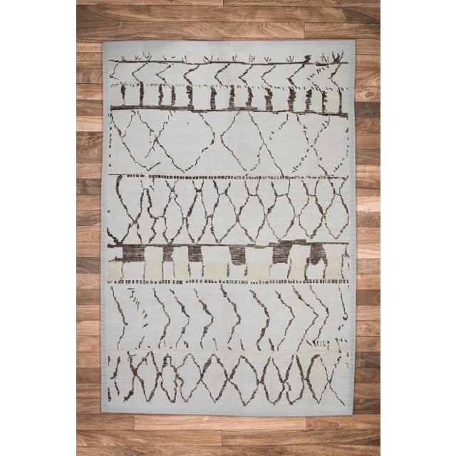 Textile Early 21st Century Beige & Brown Modern Moroccan Style Wool Rug 10' X 14'9" For Sale - Image 7 of 8