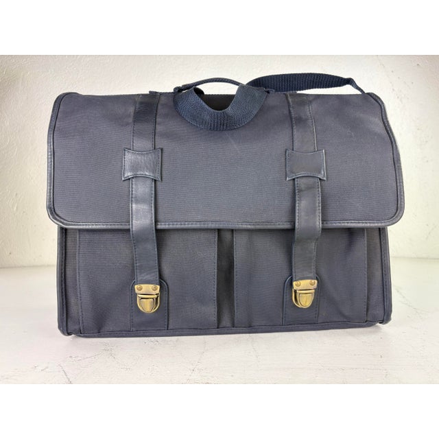 Contemporary Yves Saint Laurent Mid-Century, Leather and Canvas Satchel For Sale - Image 3 of 11
