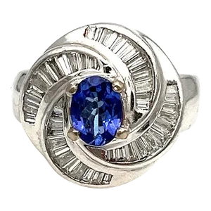 2.25 Ct Tanzanite & Diamond Ring Size 6.75