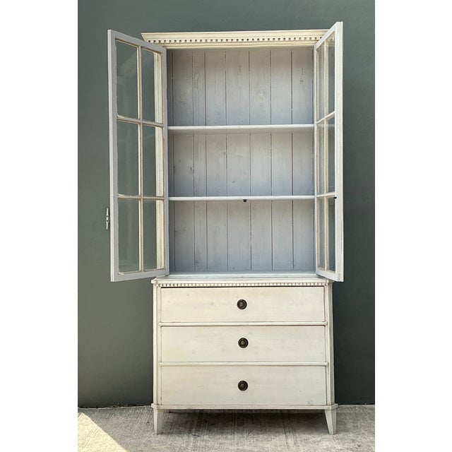 Vintage Painted Wood and Glass Cabinet For Sale - Image 4 of 12