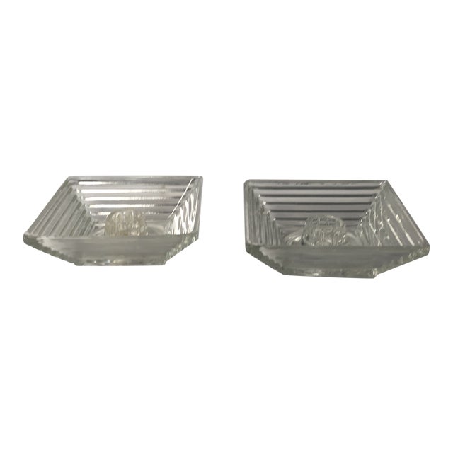 Manhattan Line by Anchor Hocking Candleholders - a Pair For Sale