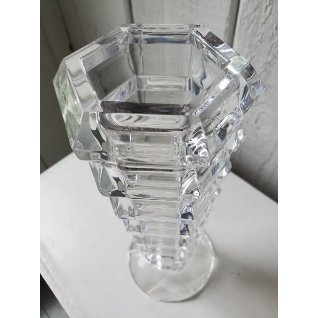 Postmodern Vintage 1970s Glass Hexagonal Vase For Sale - Image 3 of 6