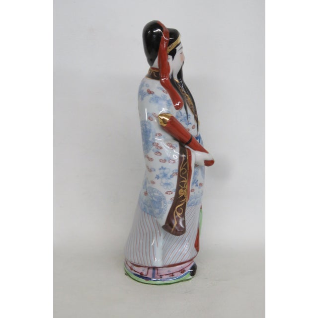 Mid 20th Century Hand Painted Chinese Porcelain Sanxing Figurine Fu Xing Holding Scroll 5048b For Sale - Image 5 of 13