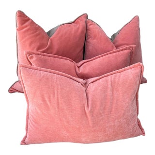 Dusty Peach/Khahi Velvet Decor Pillows-Set For Sale