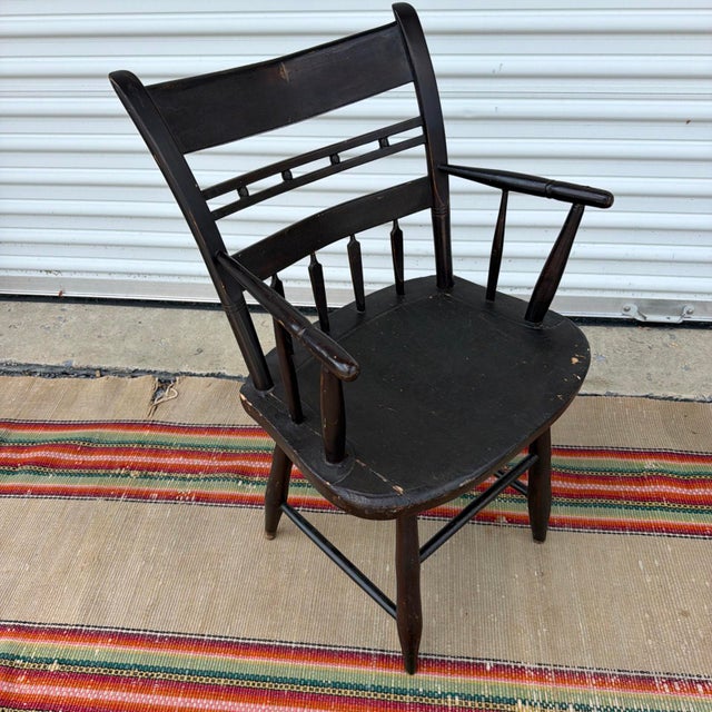 Antique Federal Windsor Splat-Back Armchair Vermont or New York, 1820's For Sale - Image 16 of 16