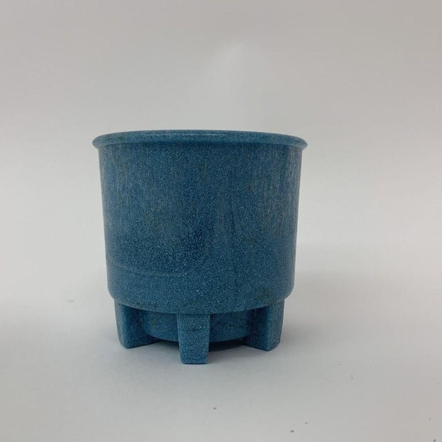 Antique Leerdam Copier cactus pot in blue graniver glass , 1928 For Sale - Image 6 of 6