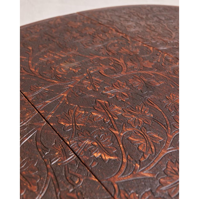 Arts & Crafts Early 19th Century Hand Carved Drop Leaf Accent Table For Sale - Image 3 of 17