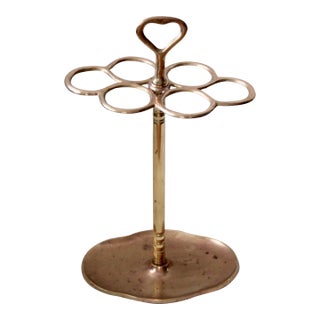 Vintage Mid Century Six Ring Sectional Brass Umbrella Stand For Sale