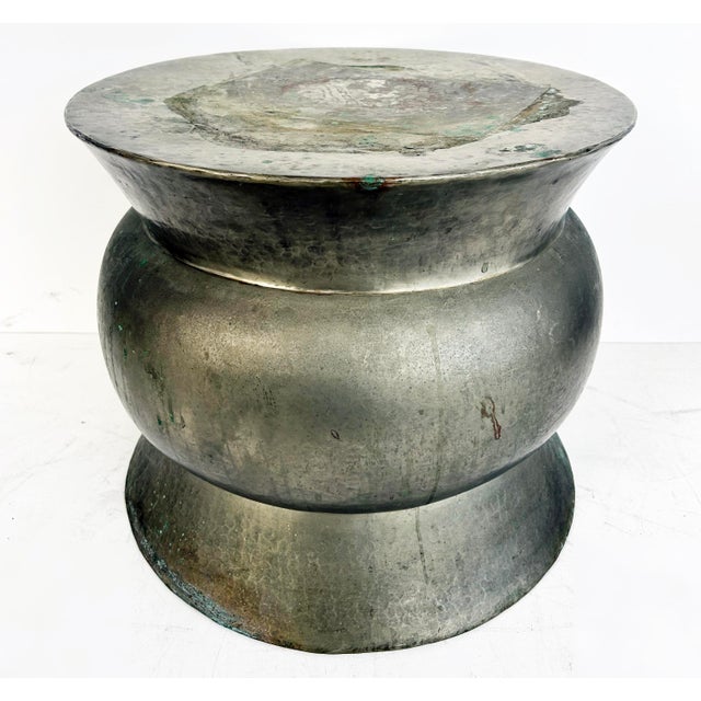 Early 21st Century Robert Kuo Metal Indian Style Drum Side Tables, Pair For Sale - Image 5 of 8