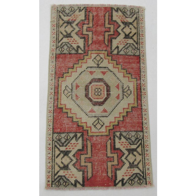 Vintage Worn Turkish Mini Rug For Sale - Image 4 of 4