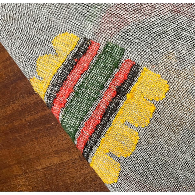 Mid-Century Modern Embroided Linen Wall Hanging Tapestry, Finland, 1960s For Sale - Image 14 of 18