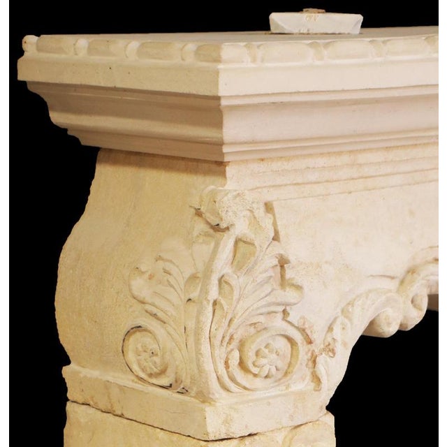 20th Century Louis XV Limestone Fireplace Mantle with Shell For Sale - Image 3 of 4
