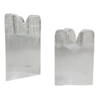 Vintage Kosta Boda Ice Block Candle Holders, Set of 2 For Sale