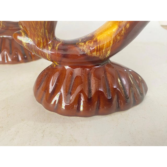Brown French Candleholder Ceramic with Yellow Candles, France, 1970s, Set of 4 For Sale - Image 8 of 11