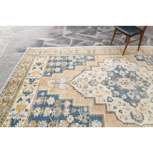 1920s 1920s Antique Anadol Oushak Medallion Hand-Knotted Rug - 7’1” X 12’6” For Sale - Image 5 of 11