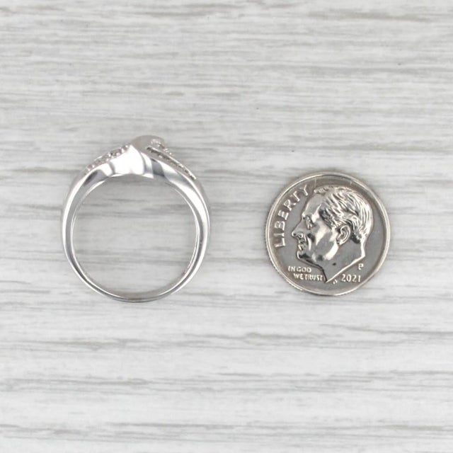 Metal 0.30ctw Diamond Bypass Ring 14k White Gold Size 7 For Sale - Image 7 of 8