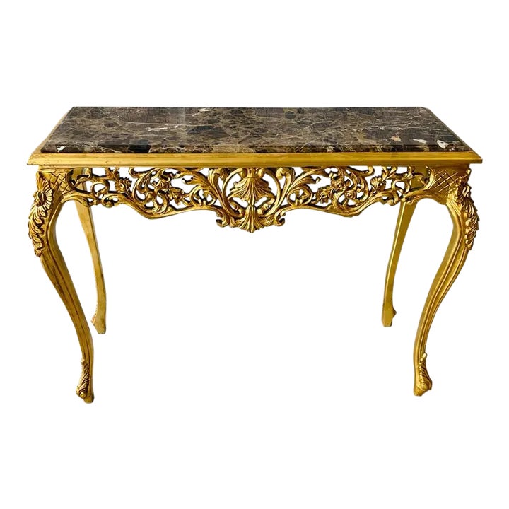 1960s Vintage French Rococo/Baroque White Marble Console Table | Chairish