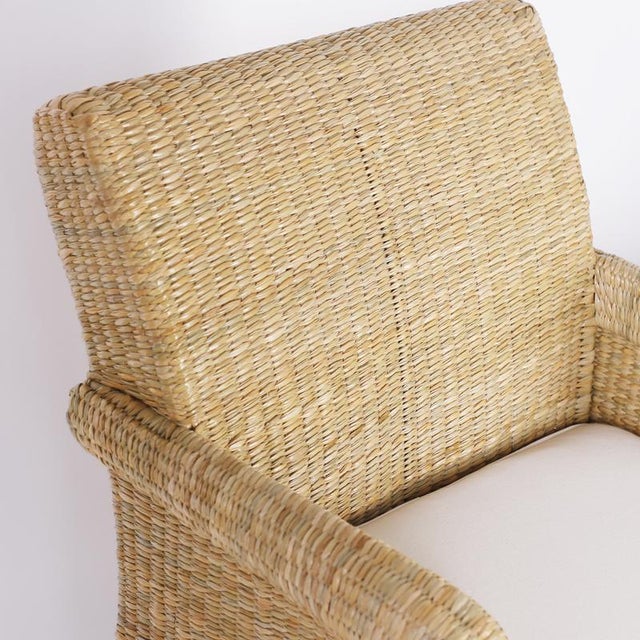 British Colonial Style Wicker Armchairs For Sale - Image 4 of 9