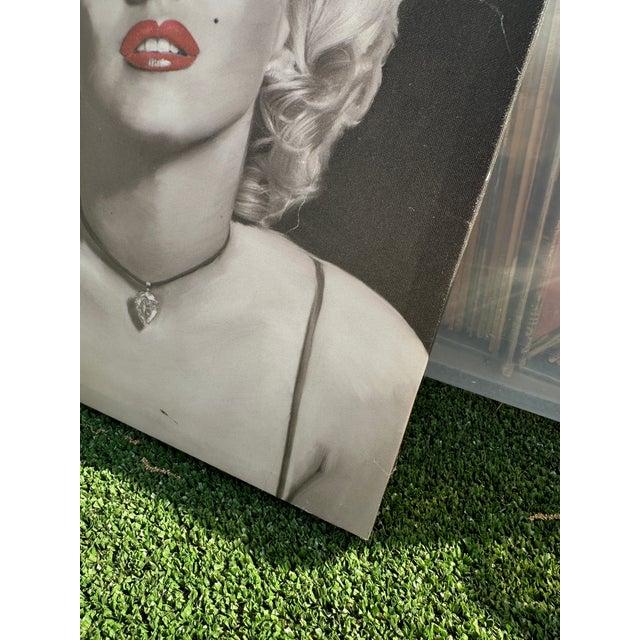Textile 1990s Black and White Marilyn Monroe Print on Canvas Reproduction For Sale - Image 7 of 8