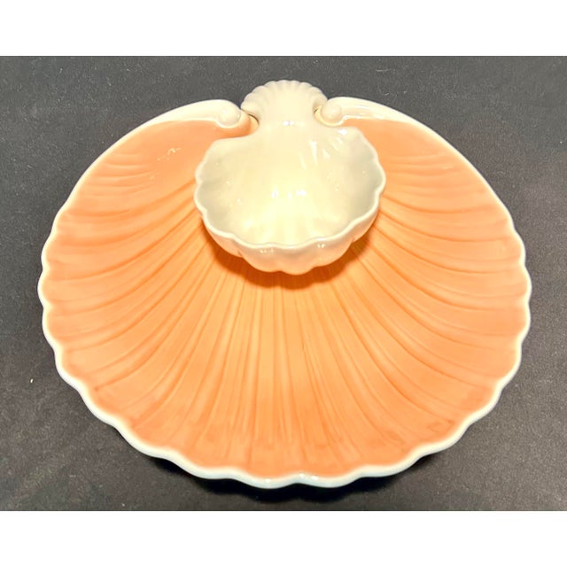 A wonderfully sculptural vintage serving set by Fitz and Floyd, featuring an organic seashell form and coordinating...