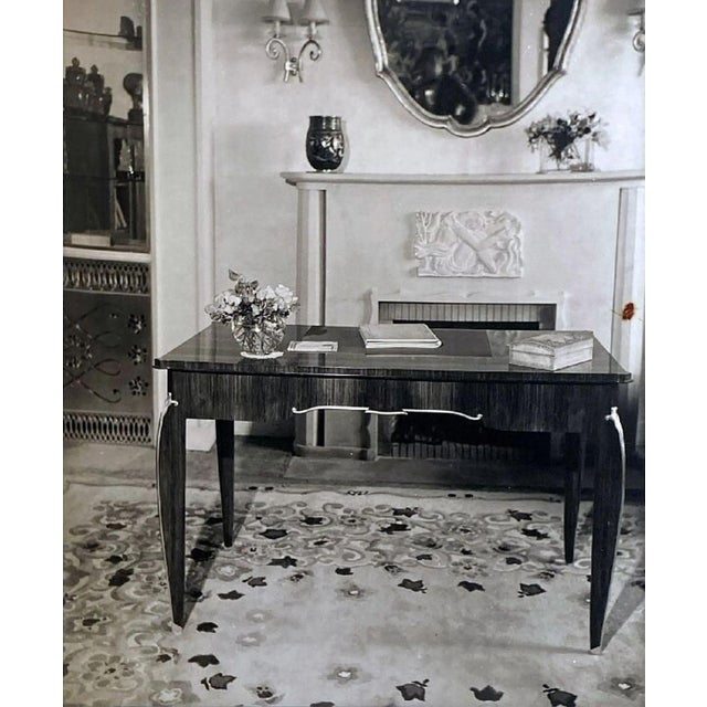 This magnificent and rare collectible 8x10 vintage Art Deco rug, hand-knotted in plush wool pile by Paule Leleu circa...