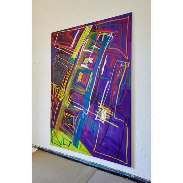 Purple "Watching You Use Your Hand as a Hammer" Large Abstract Oil Painting by Simon Findlay For Sale - Image 8 of 18