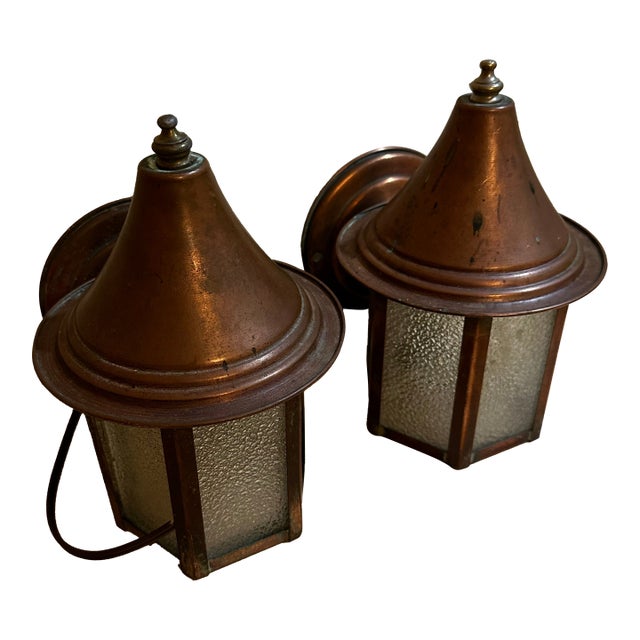 Vintage Arts and Crafts Copper Wall Sconces - a Pair For Sale