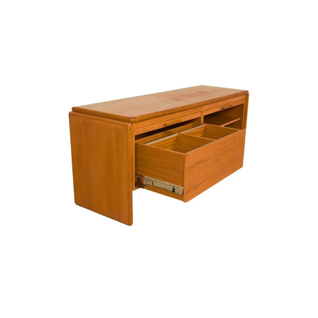 Mid-Century Modern 1970s Mid-Century Teak File Cabinet Credenza Tambour Doors For Sale - Image 3 of 11