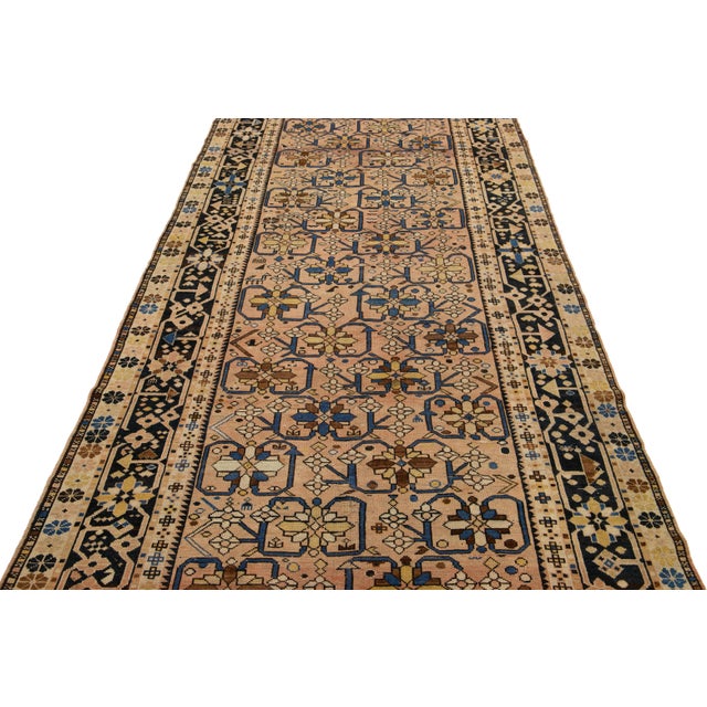 Gallery Size Antique Karabaugh Handmade Wool Rug in Peach With Allover Design For Sale - Image 10 of 10