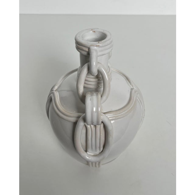 White Glazed Ceramic Vase. French Work. Signed. Circa 1970 For Sale - Image 9 of 12