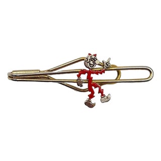 Mid-Century Gold-Tone Reddy Kilowatt Advertising Tie Clip Pin For Sale