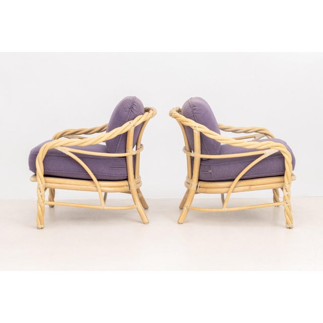 Modern McGuire Twisted Rattan Armchairs, Pair For Sale - Image 3 of 10