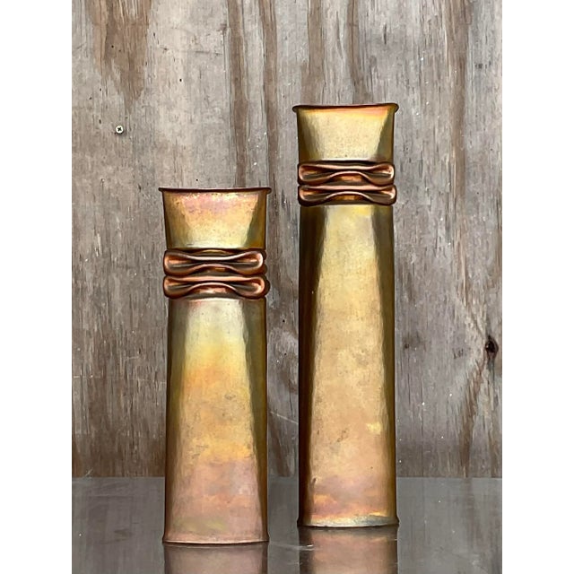 Thomas Roy Markusen Vintage Thomas Roy Markusen Sculptural Metal Vases – Set of 2 For Sale - Image 4 of 13