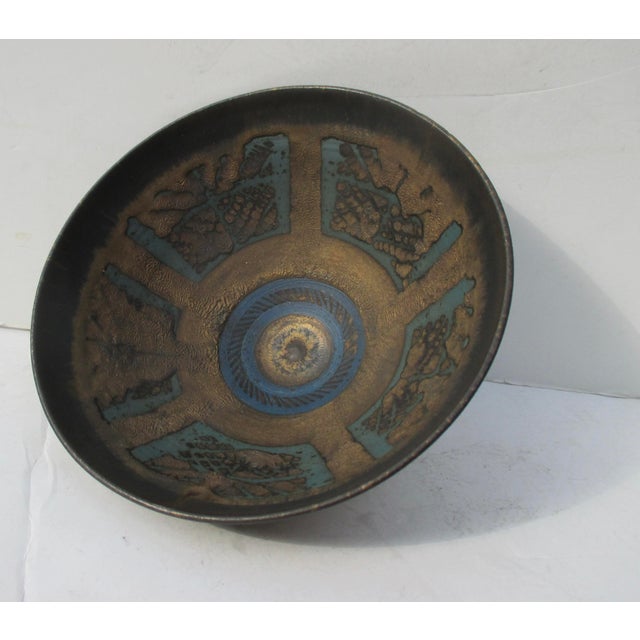 Ann Kenny Gold and Blue by Night Bowl Circa 80s For Sale - Image 4 of 8