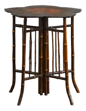 Bamboo and Lacquered Wood Table by Perret & Vibert, 1890s