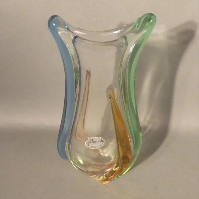 1950s Large Glass Rhapsody Vase by Frantisek Zemek for Mstisov Glass Factory For Sale - Image 5 of 8