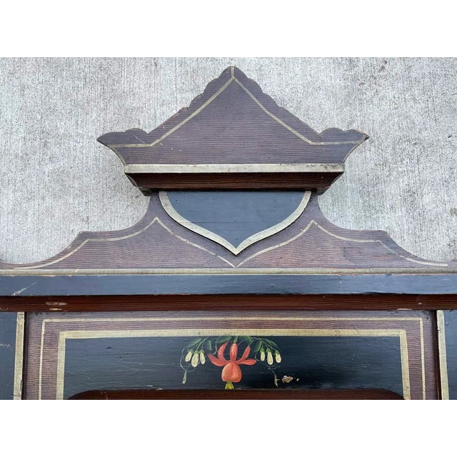 Antique American Folk Art Painted Hall Mirror With Coat Hooks, Circa 1900 For Sale - Image 4 of 13
