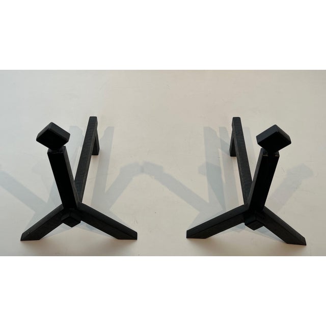 1950s Modernist Cast Iron and Wrought Iron Andirons - a Pair For Sale - Image 9 of 12