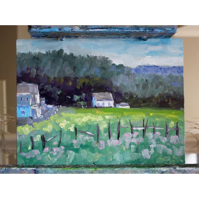 Quiet Places & Journeys — Mendocino Main Street Pink Flowers aka: Naked Ladies Original oil painting by L Haas, 12 x 9...