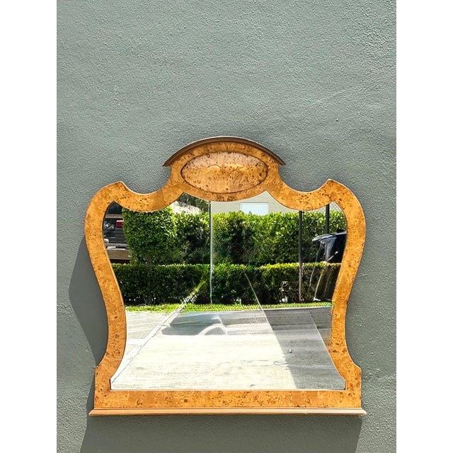 Vintage Burl Wood Marquetry Wall Mirror For Sale In West Palm - Image 6 of 18
