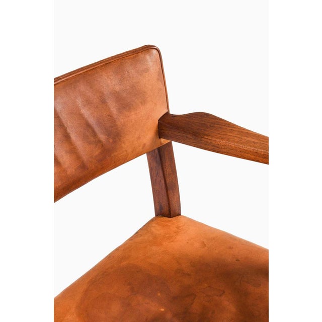Teak, Leather and Brass Armchair attributed to Ernst Kühn, 1940s For Sale - Image 6 of 12