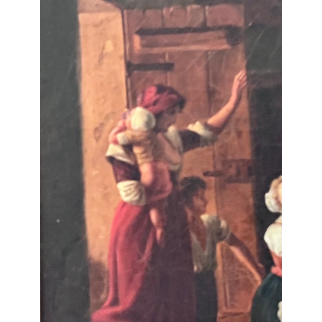 1920s Antique European Oil on Canvas Genre Painting in Ornate Carved Frame For Sale - Image 5 of 12